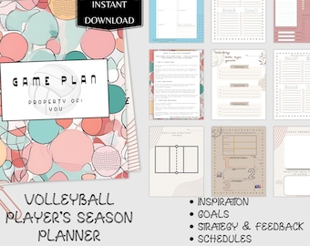 Volleyball Player Planner - Practice Plan - Player Journal - Game Day Itinerary - PDF Download - Canva Template