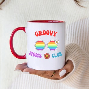 Groovy Moms Club Mug | Cute Gift for Mom , or Gift for Her | Retro Coffee Cup, Retro Design Mug for a Birthday Gift| For a Colorful Mama