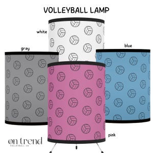 Volleyball Lamp - Sports Table Lamp - Volleyball Print Shade - Small Tripod Lamp - Office, Bedroom, Dorm Decor or Gift Idea
