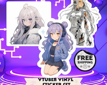 VTuber Sticker Pack: Kawaii Anime Girl Decals - Weatherproof Vinyl