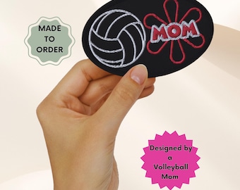 Toppa ricamata da stirare con scritta "Mamma della pallavolo", design originale