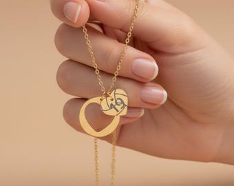 Personalized Volleyball Necklace, Custom Initial, Stainless Steel Heart Charm