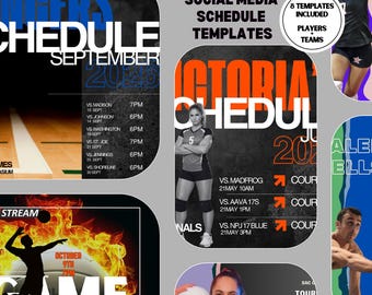 Plantillas de Canva para calendarios de voleibol, gráficos editables para redes sociales (descarga digital)