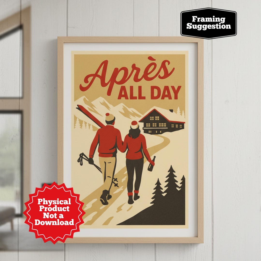 Apres Ski Wall Art, Vintage Ski Lodge Decor, Cozy Winter Print, Retro ...