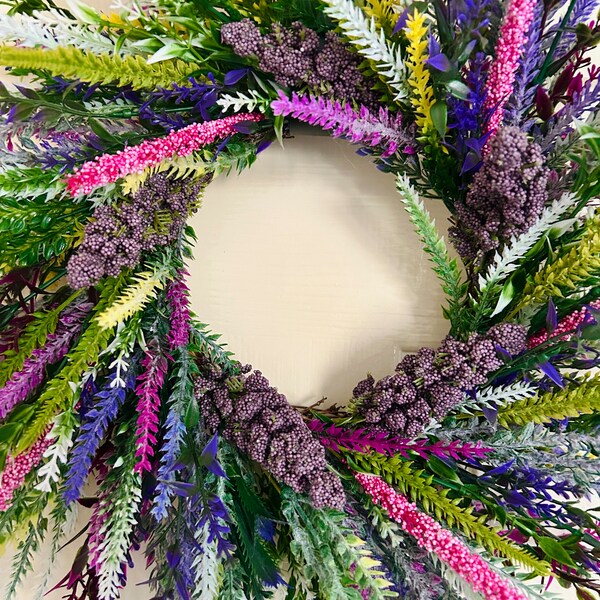 Wild Heather Spring Wreath for Front Door