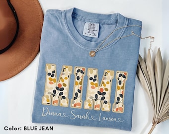 Personalized Mimi Shirt with Grandkids, Names Floral Mimi Nana Gifts Mother's Day Shirt Custom Kids Names Grandma Shirt gift for grandmother