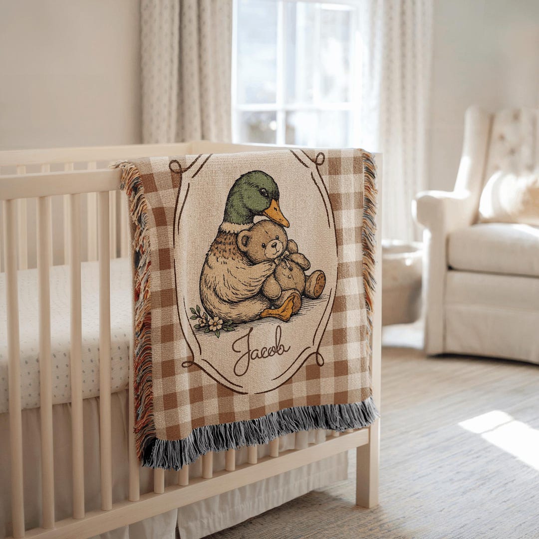 Personalized Mallard Duck Baby Blanket Rustic Woodland Nursery Decor ...