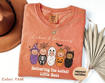 Comfort Colors® Halloween Labor And Delivery Nurse Shirt, Halloween L&D Nurse TShirt, Cute Fall Labor And Delivery Shirts