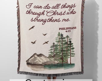 Personalized Blanket Scripture Gift Customized Christian Mom Gift Cotton Woven Blanket Missing You Gift for Custom Bible Gift for Baptism