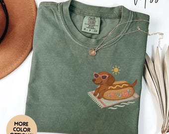 Funny Hot Dog Dachshund Shirt, Faux Embroidery Wiener Dog Tee Sweatshirt Dog Social Club Doxie Dog Mom Gift For Dog Owner Sausage Dog Gift