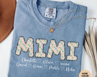 Custom Comfort Colors Gigi,Grandma Shirt,Mothers Day Gift,Gift for Grandmother,Nana Tee,Grandma Est Date Tshirt,Mommy Shirt,Mimi Shirt gram