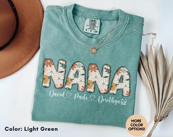 Custom Nana Shirt with Grandkids, Names Floral Mimi, Nana Gifts,Mother's Day Shirt,Custom Kids Names Grandma Shirt, gift for grandmother,