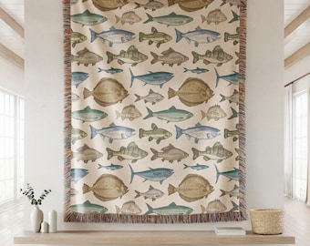 Rainbow Trout Blanket Fishing Blanket Boys Fish Name Blanket Fishing Baby Blanket Trout Woven Blanket Fishing Gifted Baby Shower