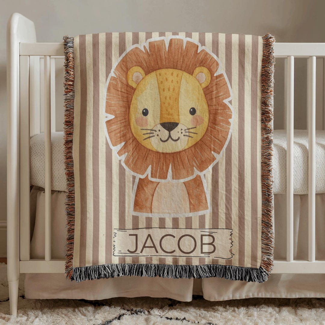 Personalized Lion Baby Blanket Safari Nursery Decor Baby Shower Gift ...