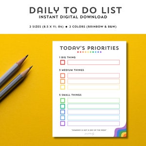 To Do List Printable 1-3-5 List Productivity Planner Digital Download ...