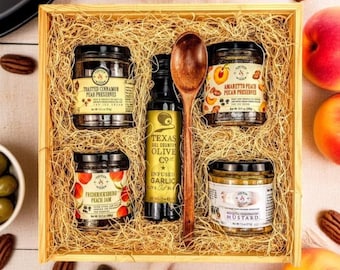 Texas Gourmet Gift Box: Olive Oil, Peach Preserves