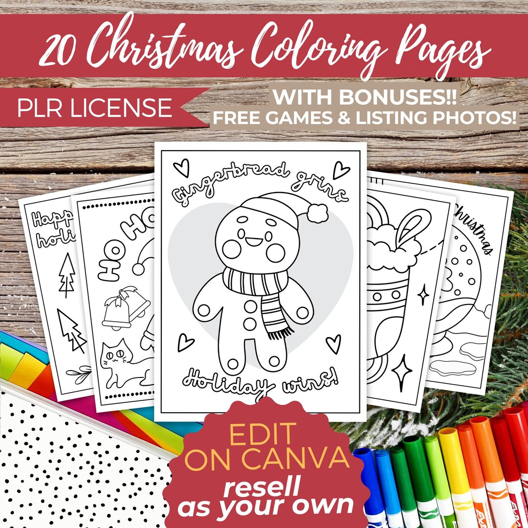 PLR Templates Christmas Coloring Pages for Adults, PLR Digital Products ...