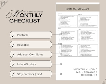 12 Month Home Maintenance Checklist