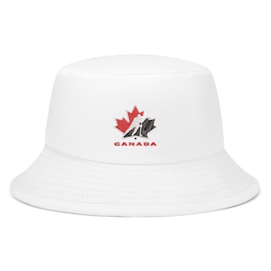 Bucket Hat with Canada Hockey Embroidered Logo - Hockey Fishing Hat