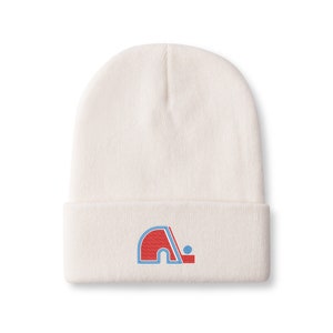 Hockey Beanie with Embroidered Nordiques Logo- Winter Toque Unisex Knitted Hat