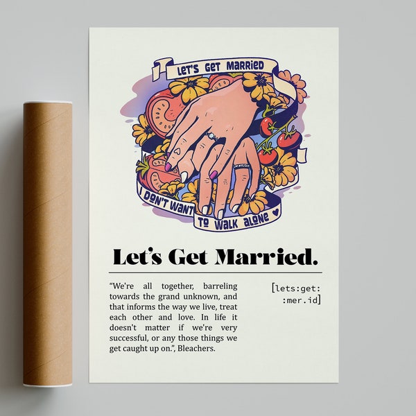 Bleachers Let's Get Married Poster | Minimalist Music Poster | Vintage Retro Art Print | Custom Poster | Wall Art Print | Home Decor