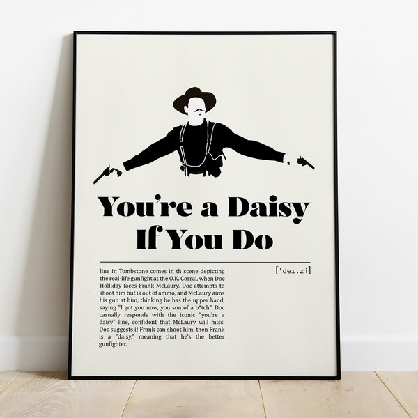 Tombstone You're a daisy if you do Poster | Movie Poster | Minimalist Movie Poster | Vintage Retro Art Print | Custom Poster | Wall Art Home