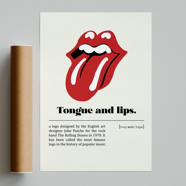 The Rolling Stones Tongue Poster | Minimalist Music Poster | Vintage Retro Art Print | Custom Poster | Wall Art Print | Home