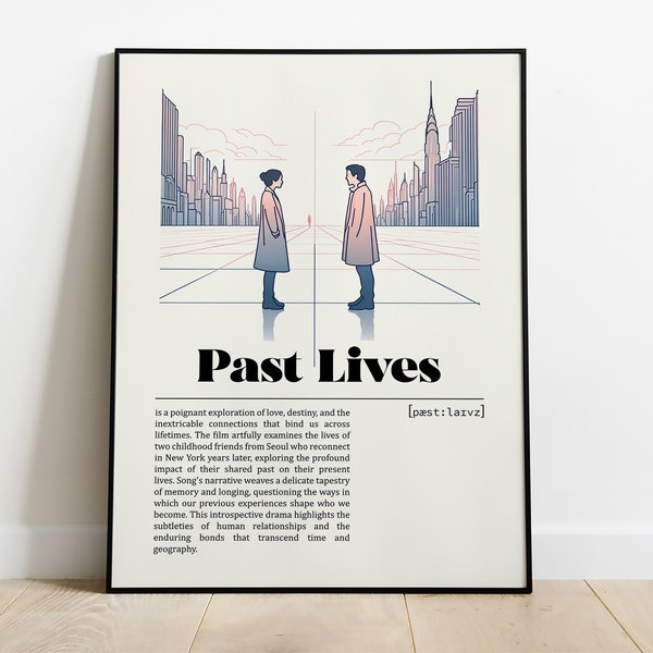 Past Lives Poster | Celine Song | Movie Poster | Minimalist Movie Poster | Vintage Retro Art Print | Wall Art Print | Love Stories