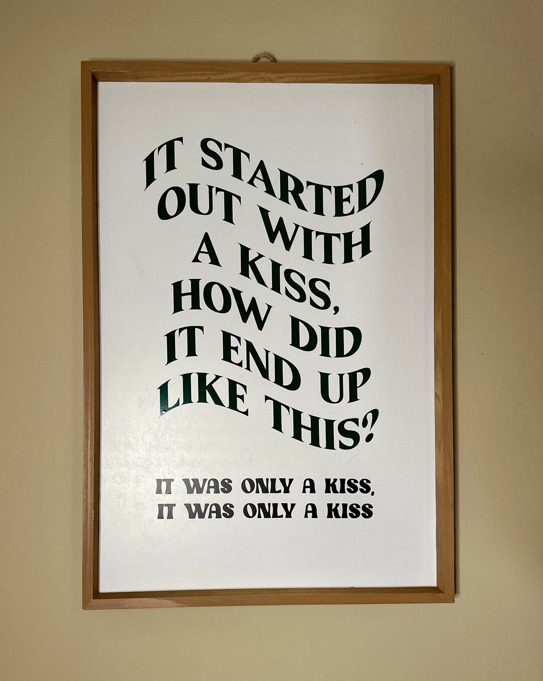 It started out with a kiss wall decor wall hanging etsy