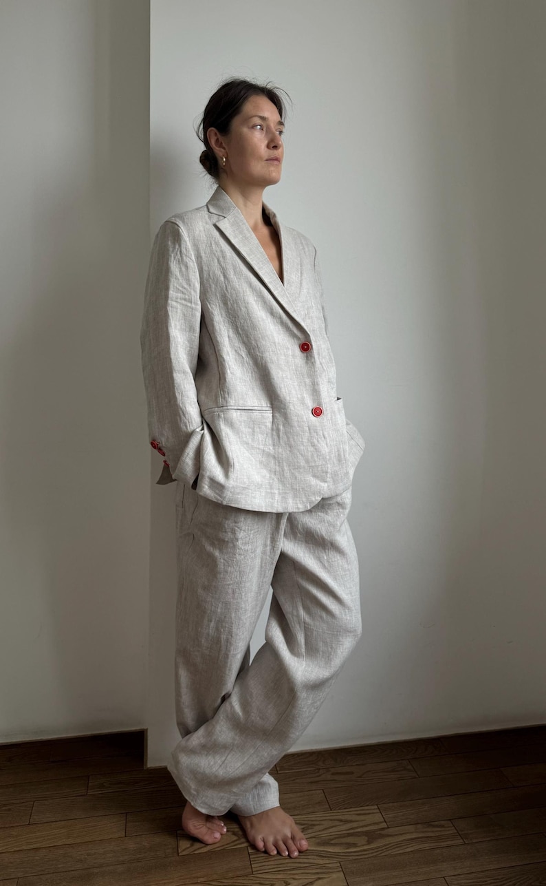 Ivory Crashed Effect Color of our Linen Suits or Jackets