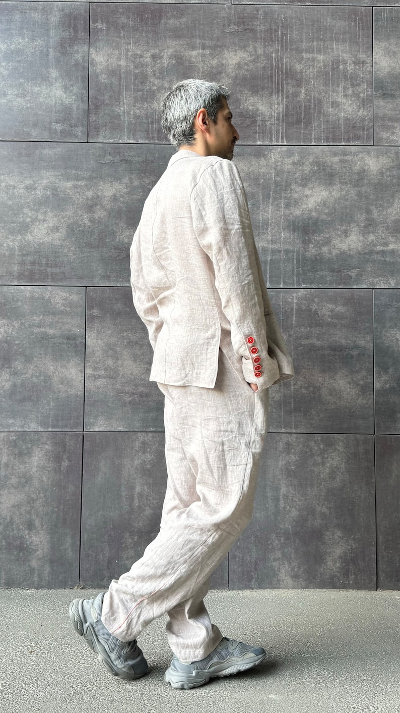 linen set for men with embroidery