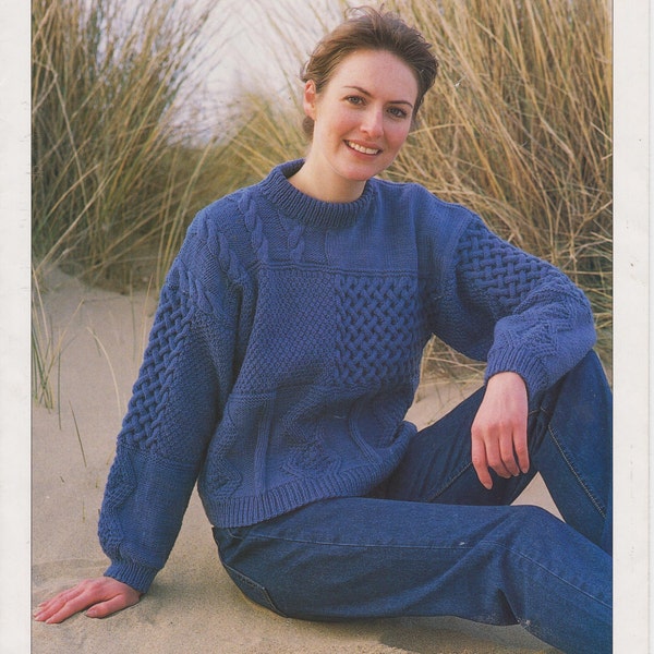 womens ladies patchwork sampler sweater double knit knitting pattern pdf instant download