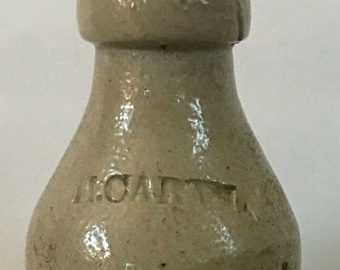Antique Blob Top Stoneware Beer Ale Bottle Impressed Mark H CARYL 7&quot; Primitive