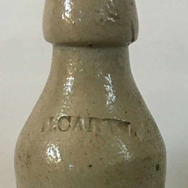 Antique Blob Top Stoneware Beer Ale Bottle Impressed Mark H CARYL 7" Primitive