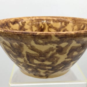 Antique Yellow Ware Spongeware Rockingham Glaze 5.5&quot; Bowl Farmhouse Primitive