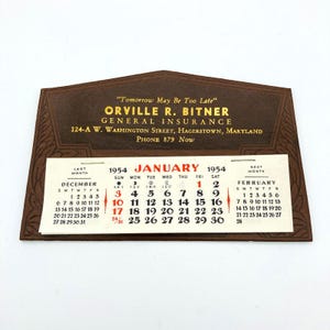 1954 Calendar - Etsy