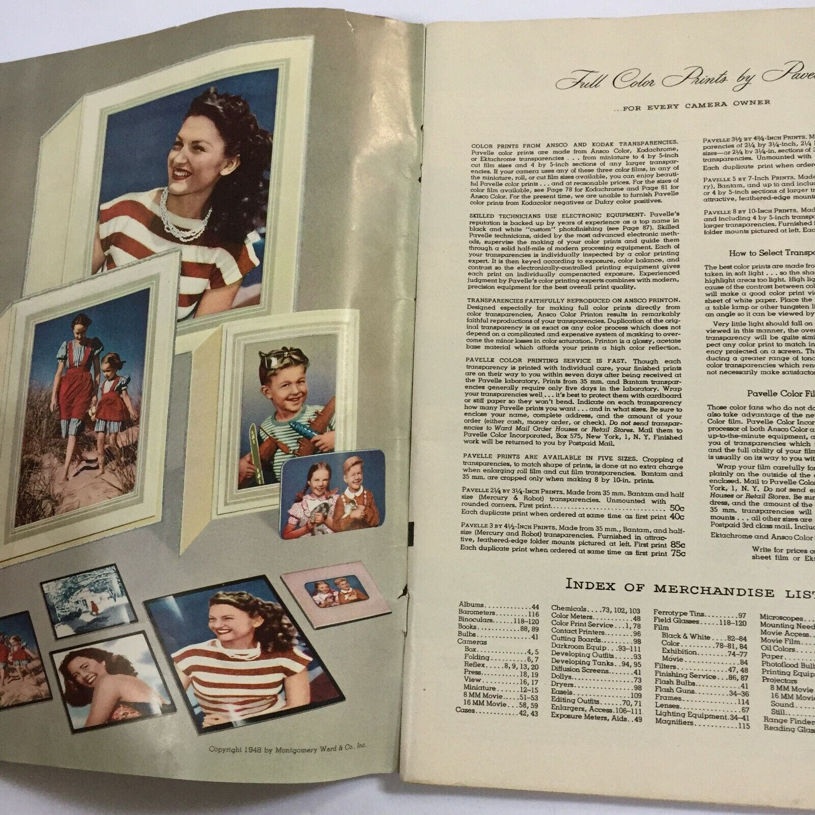 Vintage Montgomery Ward 1948 Photographic Catalog Illustrated Cameras