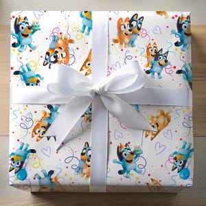 Bluey Birthday Wrapping Paper: Cartoon Gift Wrap, Party Supplies