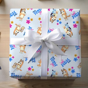 Wrapping Papers, Bluey Chilli Heeler Best Mom Ever Mothers Day Birthday Roll, Bluey and Bingo Party Supplies, Bluey Mom Gift, Bluey cartoon