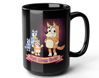 Mug Bluey Chilli Meilleure maman de tous les temps, cadeau bluey pour la fête des mères, cadeau bluey pour maman, sœur, fille, ami, maman de 3 enfants, maman bluey de 3 enfants, talon bas chili