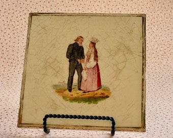 Vintage Sweden Rorstrand Trivet Tile with Couple