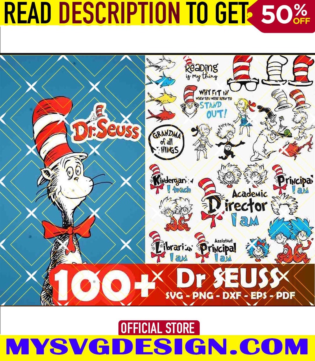 100 Dr Seuss Svg Bundle, Dr Seuss Svg Mega Bundle Cat in the Hat SVG ...