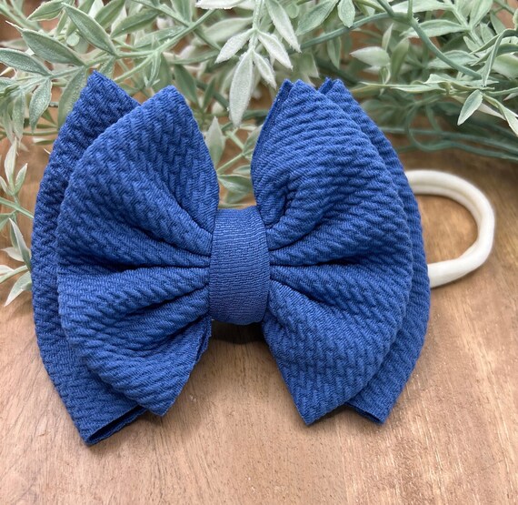 Denim Blue Double Bow Nylon
