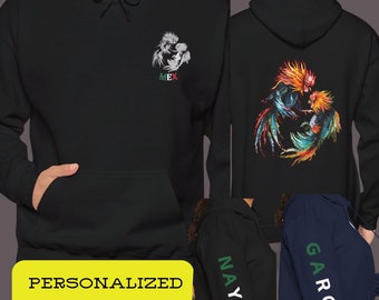 Custom Dad gift Gallos Hoodie Galleros Gift Pelea de Gallos Personalized Sleeve Name Gallero Hoodie Perzonalizado con tu Nombre o Apellido