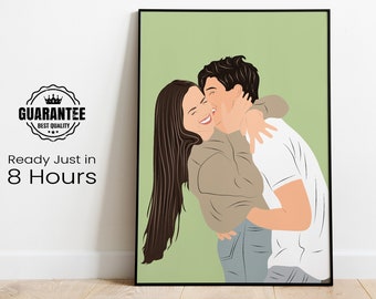 Portrait de couple personnalisé, Cadeau petit ami, Portrait sans visage, Cadeau personnalisé pour lui, Illustration personnalisée, Cadeau d'anniversaire, Cadeaux pour couple