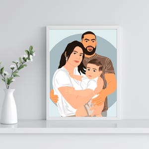 Ritratto di famiglia personalizzato, ritratto di cartone animato, illustrazione di ritratto di famiglia, regalo personalizzato per lui, stampa di ritratto senza volto, regalo di famiglia