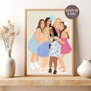 Cadeau personnalisé meilleure amie, portrait personnalisé, cadeau d'anniversaire pour une amie, portrait de dessin animé, impression meilleure amie, dessin personnalisé, cadeau pour elle