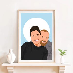 Ritratto di coppia personalizzato, regalo di compleanno per lui, ritratto senza volto, regalo per coppia, ritratto a fumetti, regalo personalizzato per il fidanzato