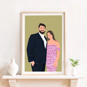Ritratto di coppia personalizzato, ritratto di cartone animato, regalo di Natale per fidanzato, stampa di ritratto senza volto, illustrazione di coppia, regalo personalizzato per lui