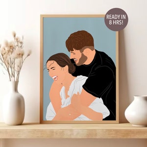 Cartoon Couple Portrait, Birthday Gift For Boyfriend, Custom Portrait, Gift For Couples, Faceless Portrait Print, Personalized Gift For Him
